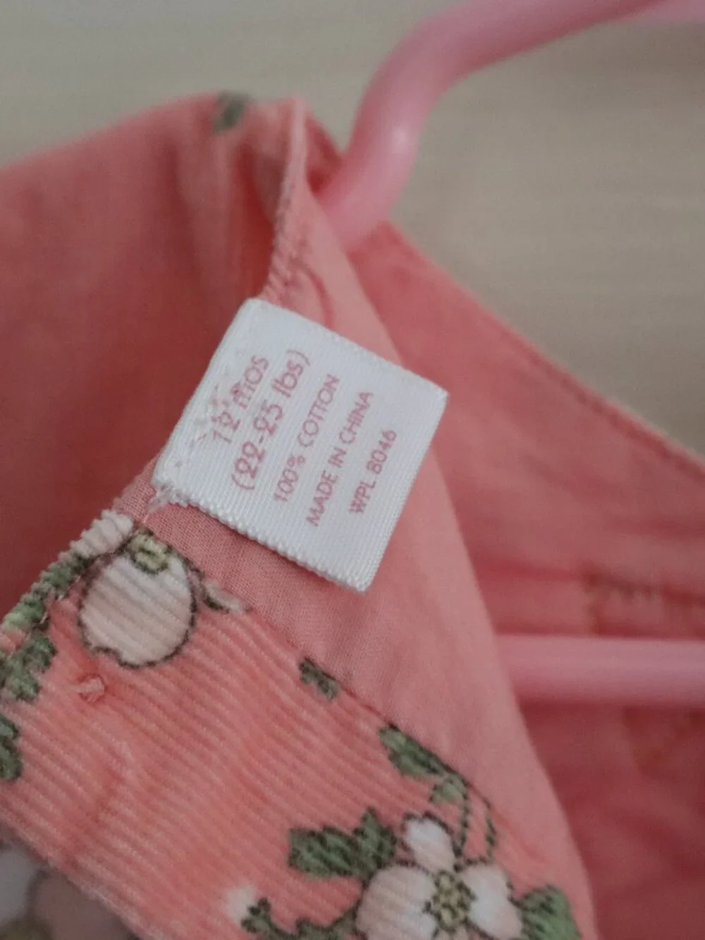 First Impressions Peach/Coral Cherry Blossom Corduroy Dress w/ Matching Bloomers